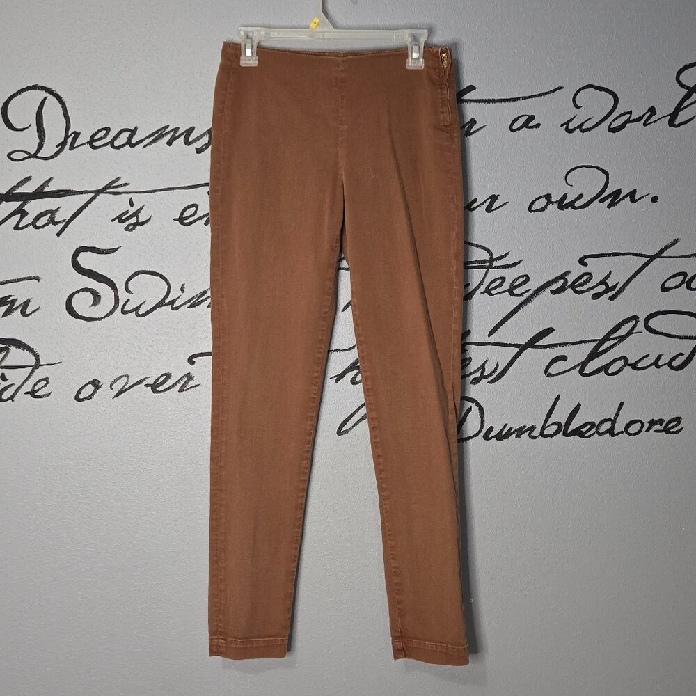 M Missoni Denim Brown Flat Front High Rise Jeans with Side Zipper, 27"